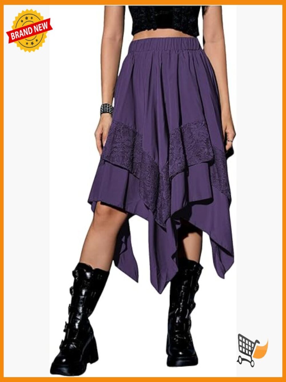 Renaissance Flowy Lace Skirt Asymmetrical High Low Midi A-Line Ruffled Pirate